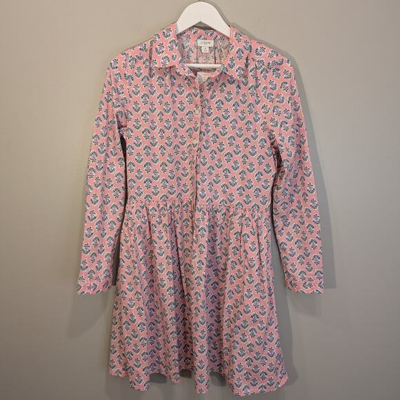 J. Crew Dresses & Skirts - J.Crew Shirt Dress Cotton Pink Boho CottageCore Brunch Church Casual - Size 6